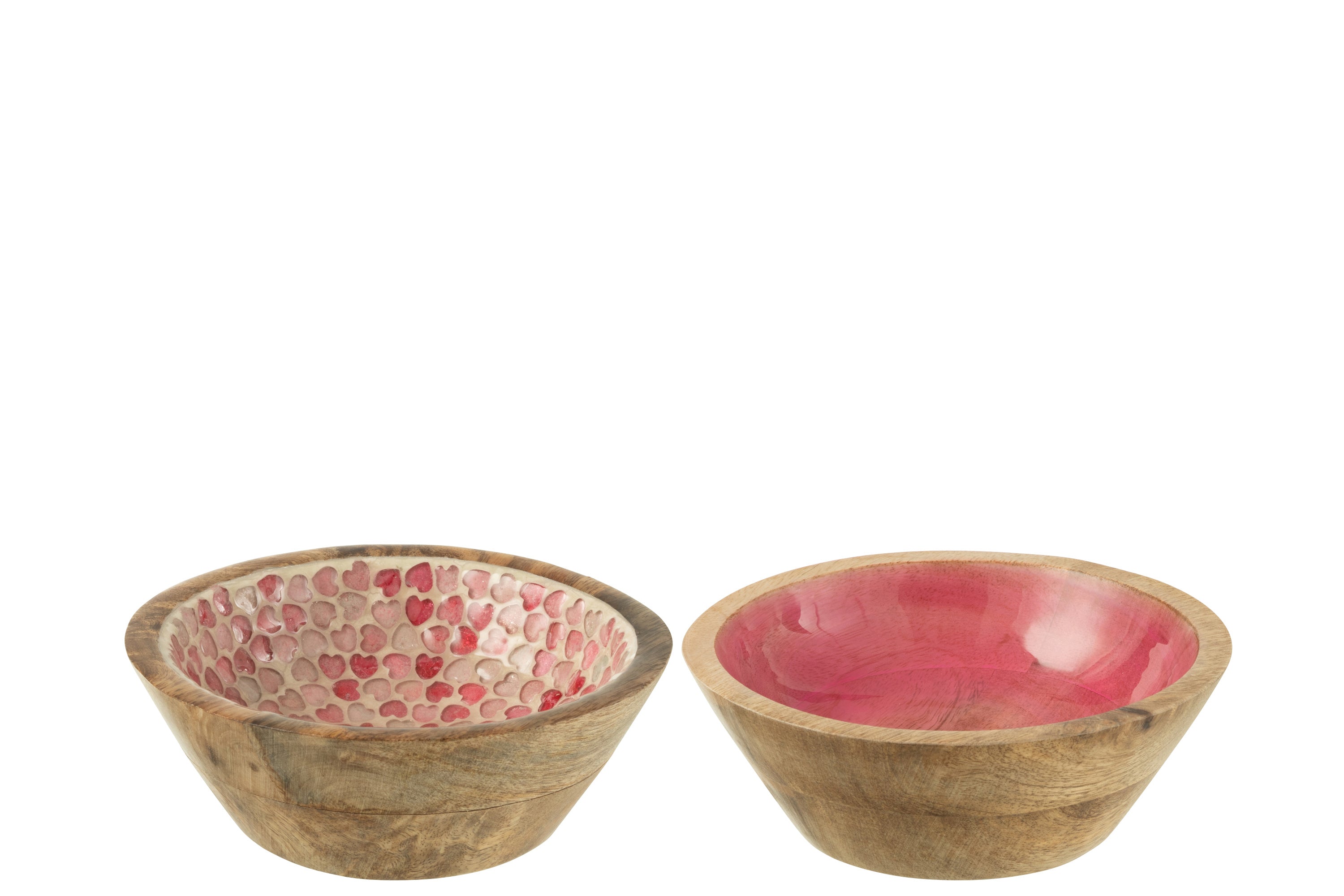 J-Line kom - hout - roze - medium - 2 stuks