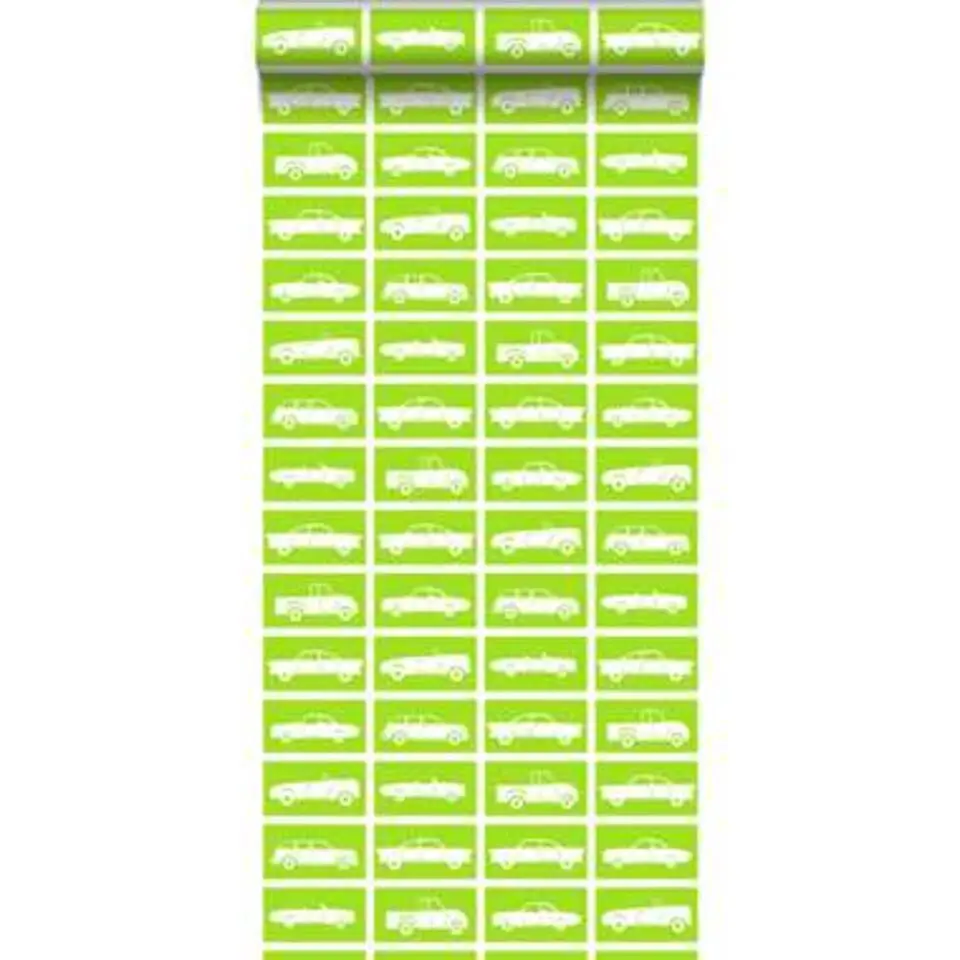 ESTAhome behang - auto's - limegroen - 53 cm x 10,05 m