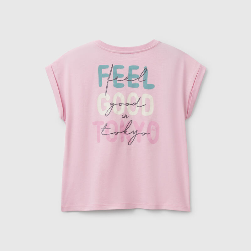 Boxy fit t-shirt with print and glitter