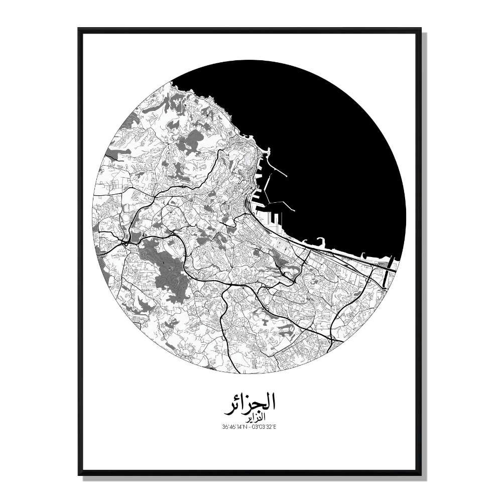 - Affiche Alger Carte ronde 40x50