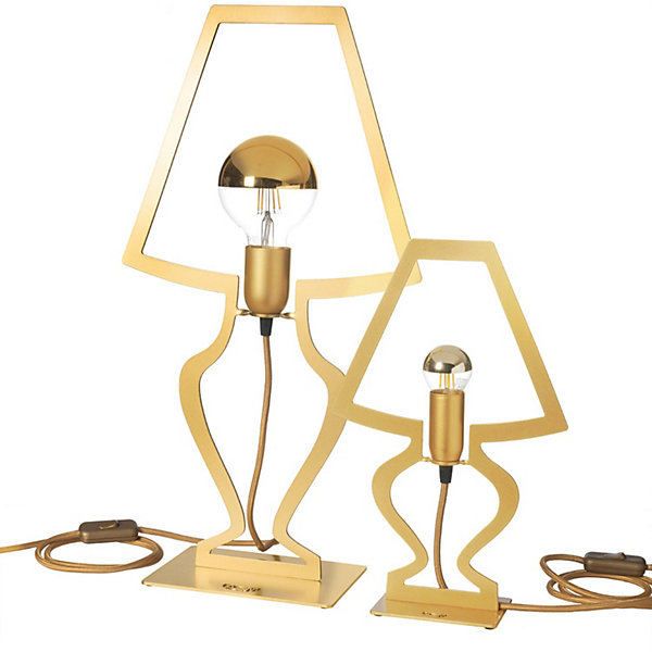 Grande lampe de table Silhouette 30x54 cm en fer stylisé Design onirique moderne Connexion E27 Made in Italy Or