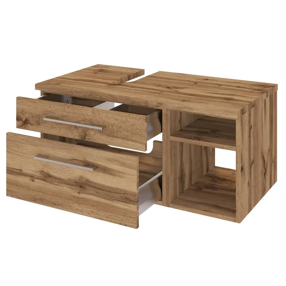 Wastafelonderkast Dasa (links) 90cm met 2 lades - wotan eik