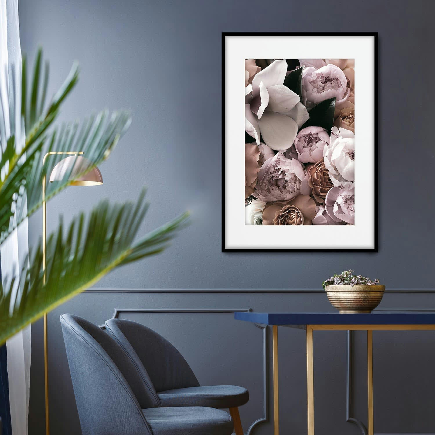 FLORES - Affiche avec cadre noir - Pot-pourri de Fleurs - 30x40