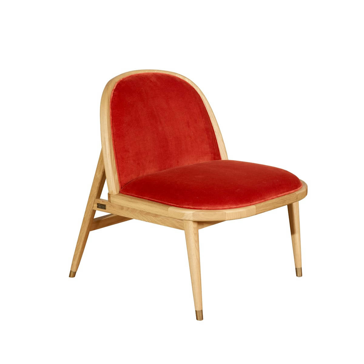 SUZETTE - Fauteuil chêne et velours brique