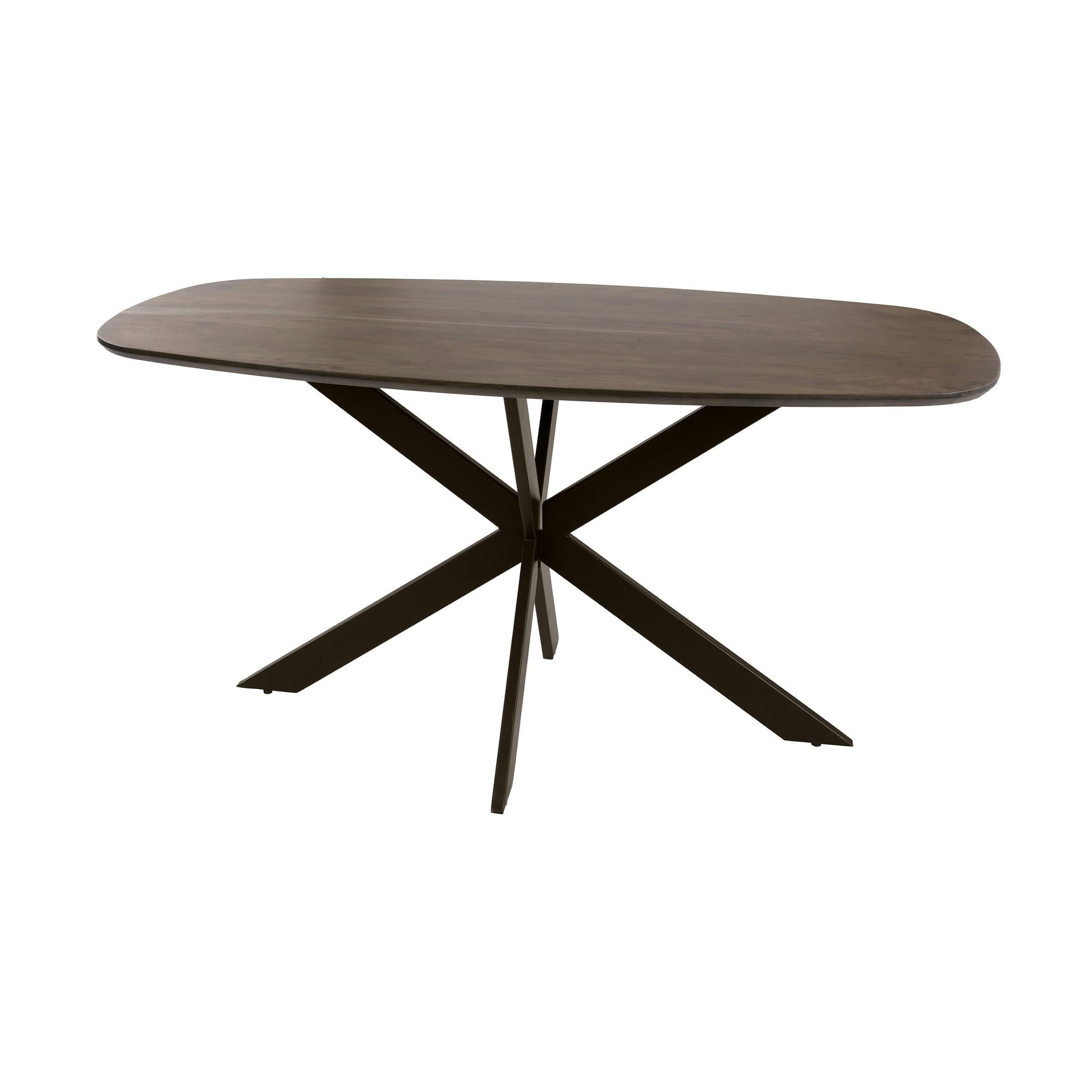 Table à manger bois d'acacia foncé bords arrondis 150 cm NAKO