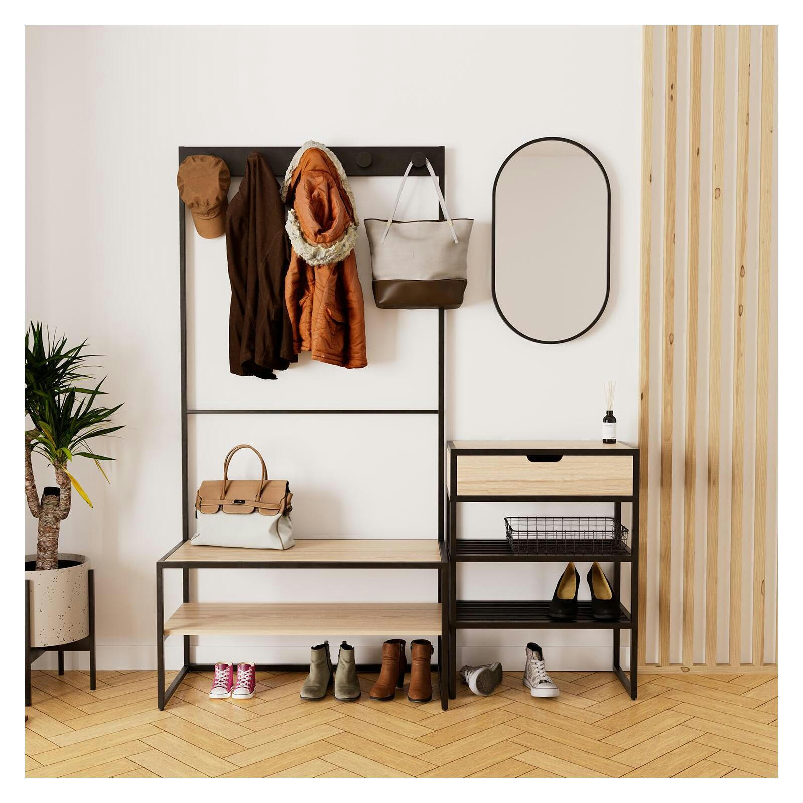 WILKO - Ensemble meubles d'entrée console + portant + miroir
