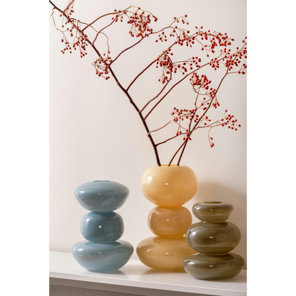 BUBBLES - Vase en verre bleu h25cm