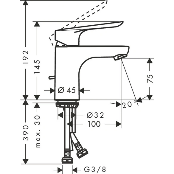 Armatur »Logis E«, Einhebel-Waschtischmischer, BxHxL: 45 x 145 x 123 mm