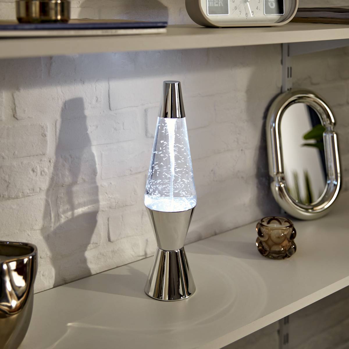 Table Lamp Sector "Lava" Silver, H.36.5 cm