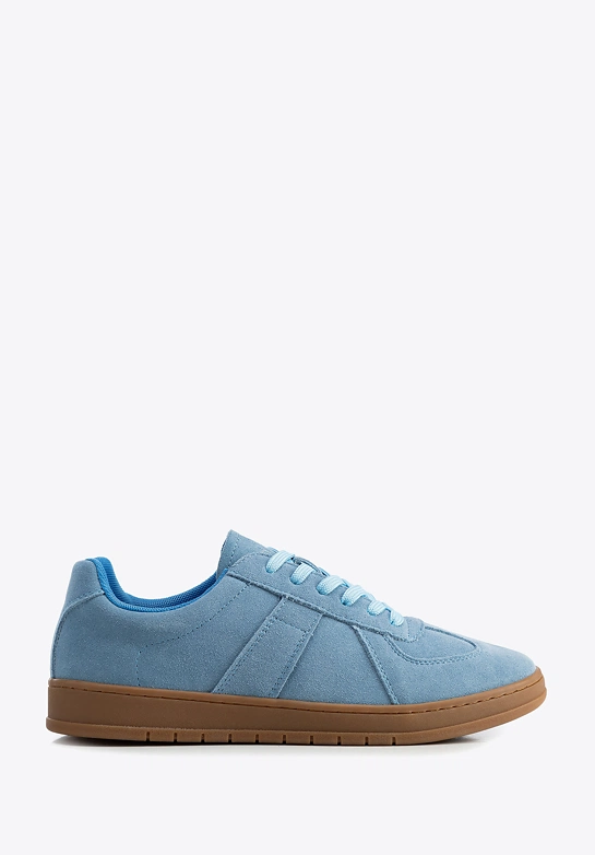 Sneakersy męskie ze skóry zamszowej niebieskie