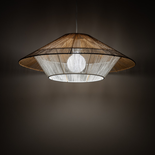 Lampa wisząca naturalne drewno-biała JAPANDI M 1xE27x25W Nowodvorski