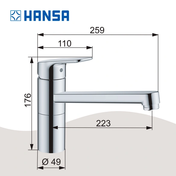 Spültisch-Einhebelmischer, »HANSAPICO«, verchromt, messingfarben, 1 Stück