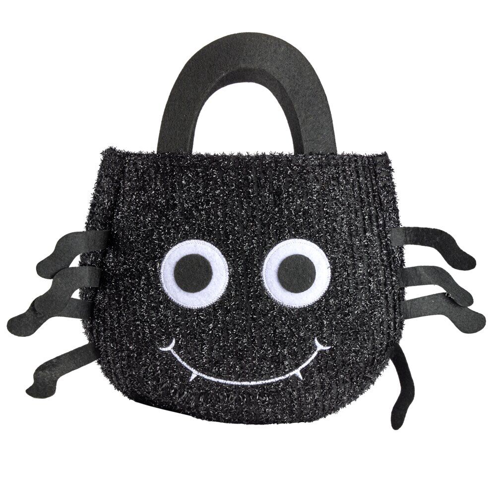 Sac à bonbons Halloween araignée noir ou violet Ø31xH43cm (2 modèles)
