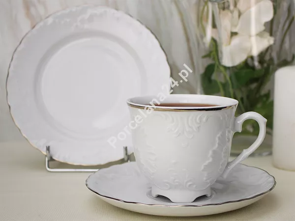 Garnitur do kawy na 12 osób (39 el.) Ćmielów - Rococo 3605 PLATYNOWA LINIA