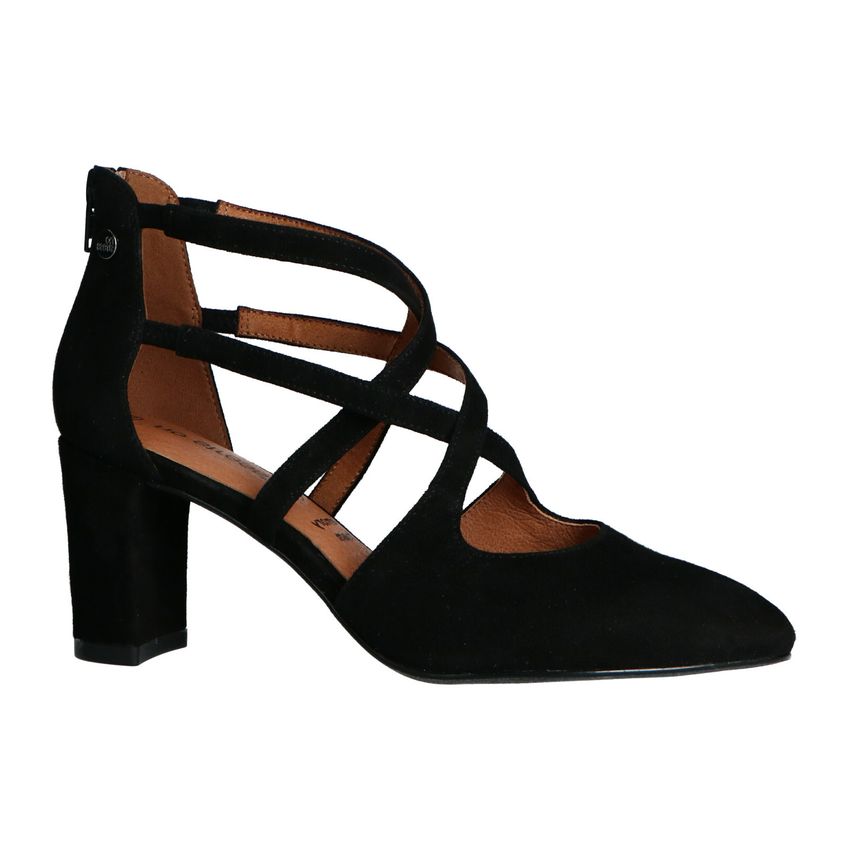 No Stress Zwarte suède pumps met ritssluiting