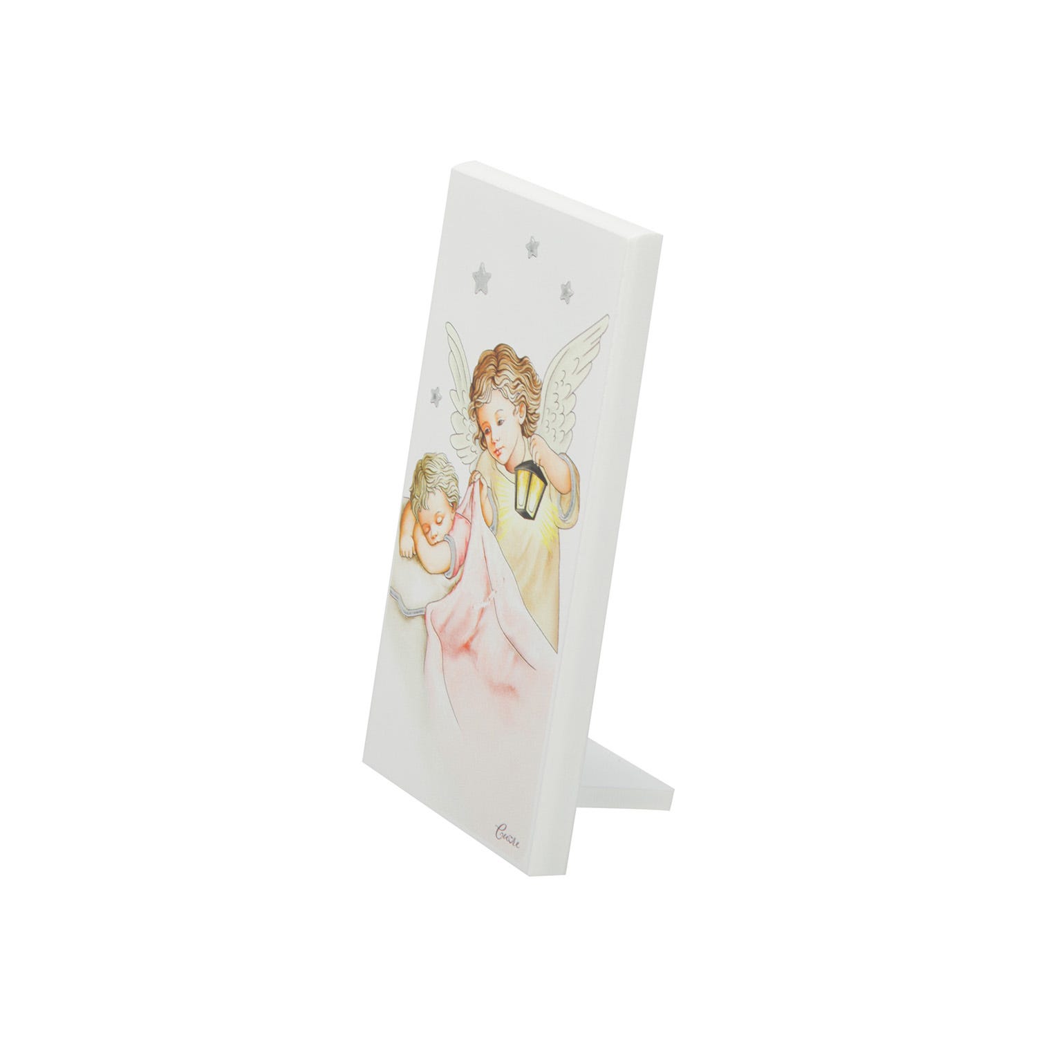 Icona Angelo rosa 6x12 cm con argento Miro Silver