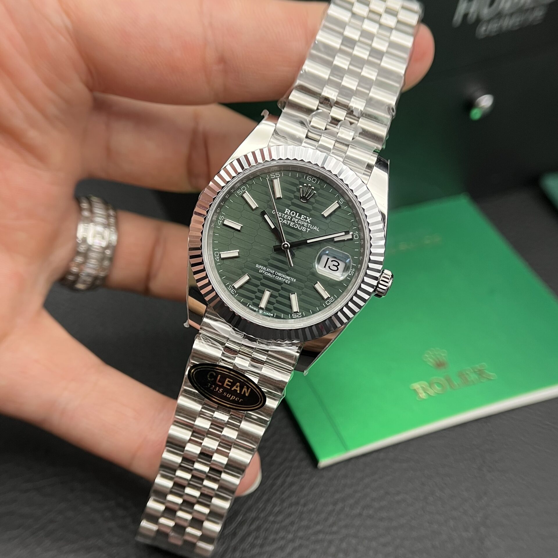 Rolex Datejust 126234 904L Steel Fluted Green Dial 36mm Jub Super Clone