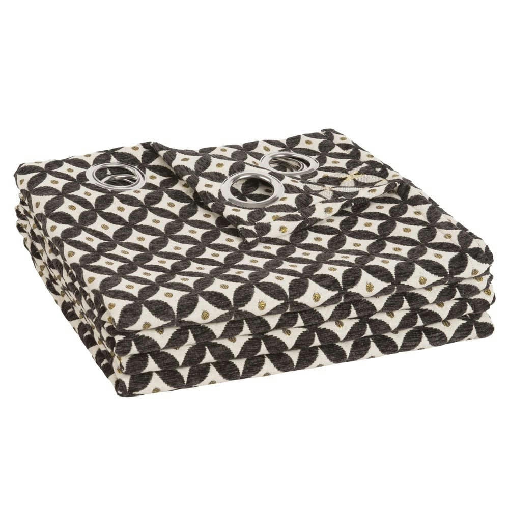 SUTTON - Rideau à œillets motifs jacquard noirs et écrus à l