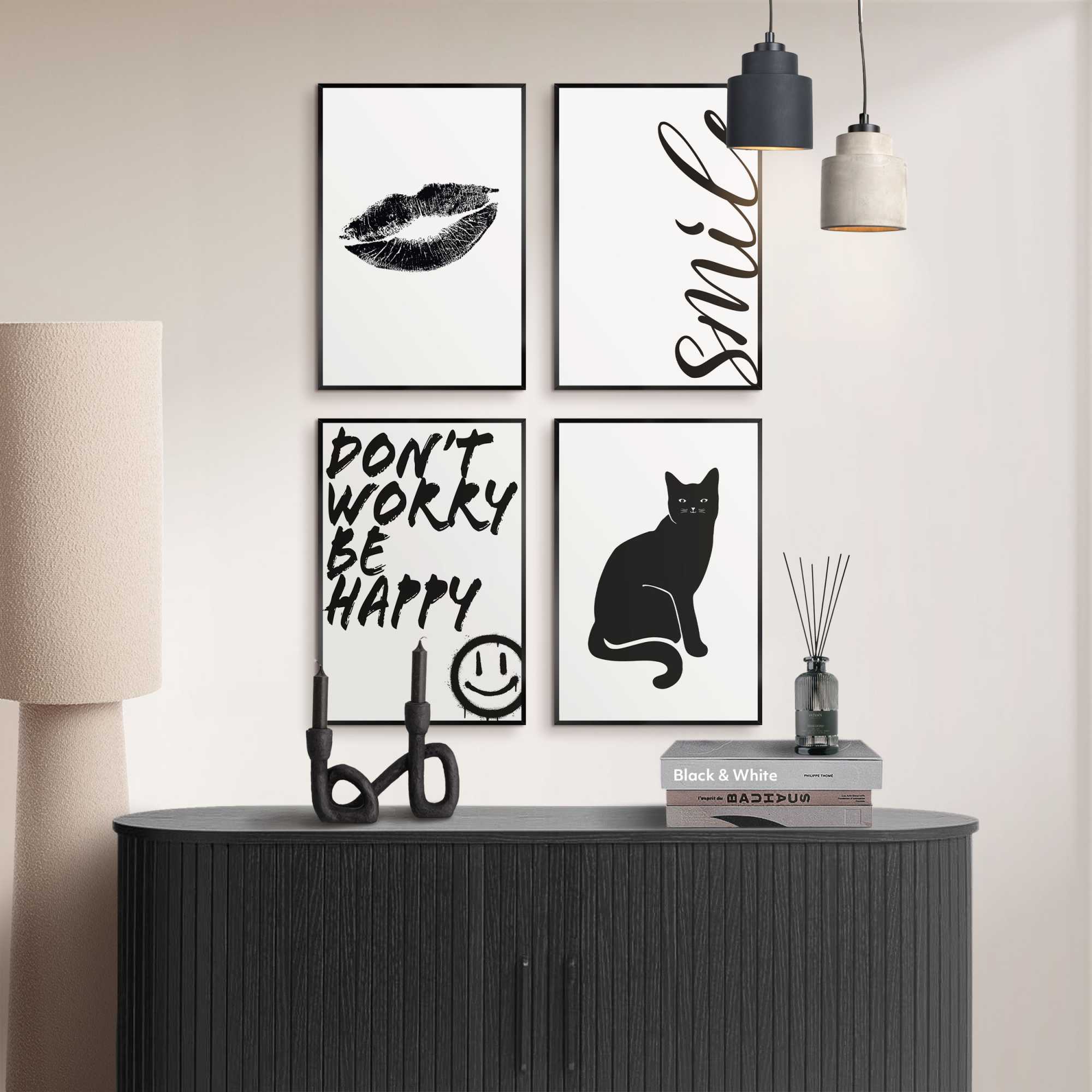 Reinders - Funky bundel - Set wanddecoratie 20x30 cm - Zwart-Wit