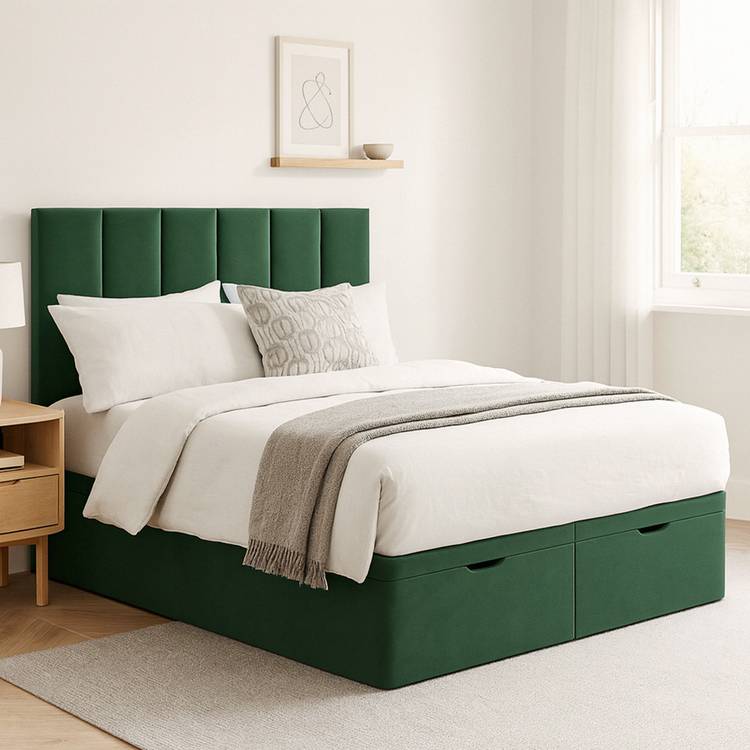 Millbrook Piper Double Fabric End Lift Ottoman Bed - Green