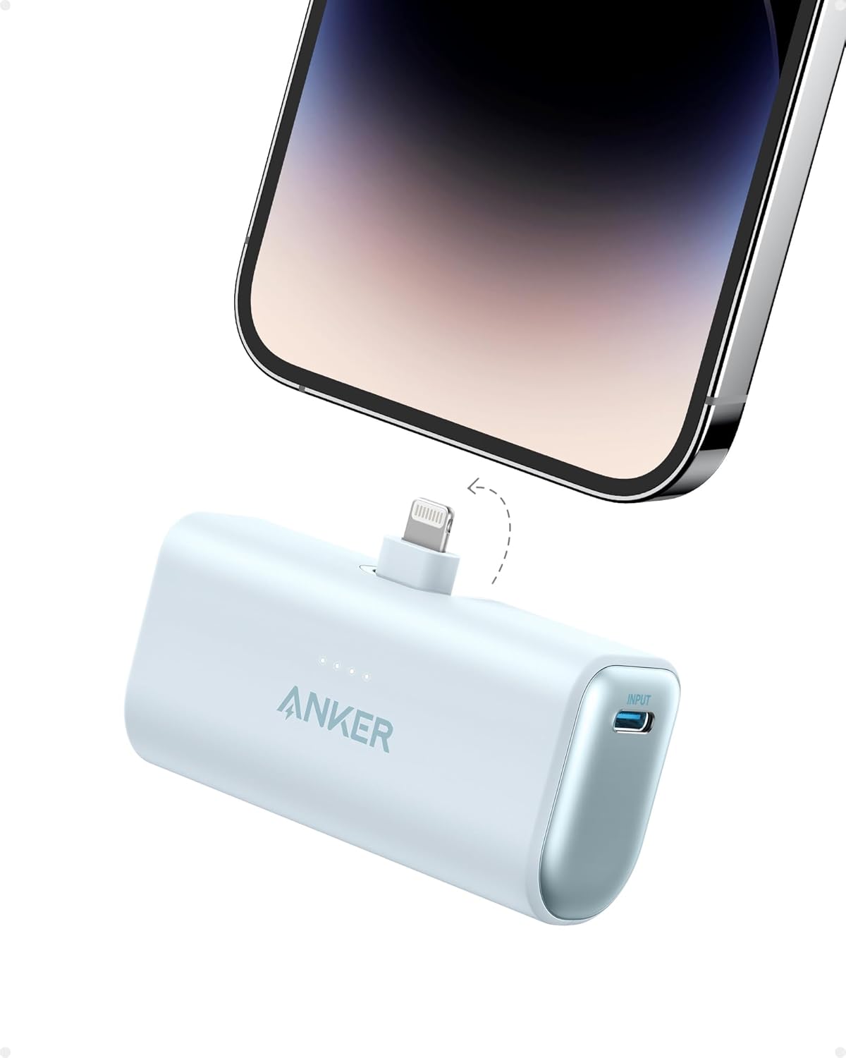 Anker Nano Portable Charger for iPhone, with Built-in MFi Certified Lightning Connector, Power Bank 5,000mAh 12W, Compatible with iPhone 14/13/12 Series