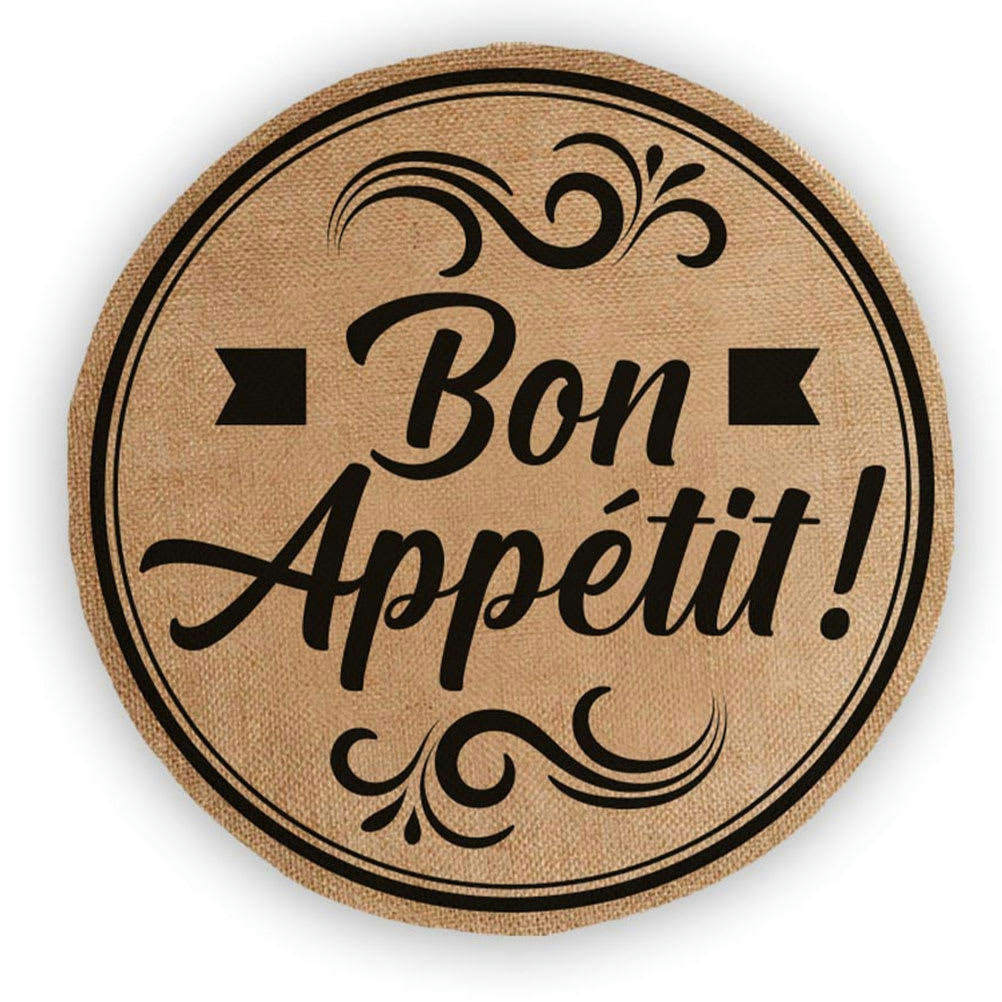 BON APPÉTIT - Set de table rond en toile de jute D38