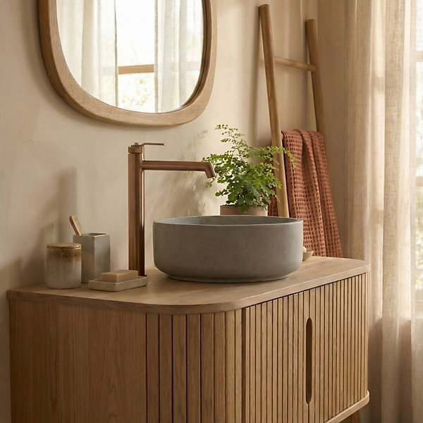 Mitigeur de lavabo haut cuivre brossé Essebagno Molette