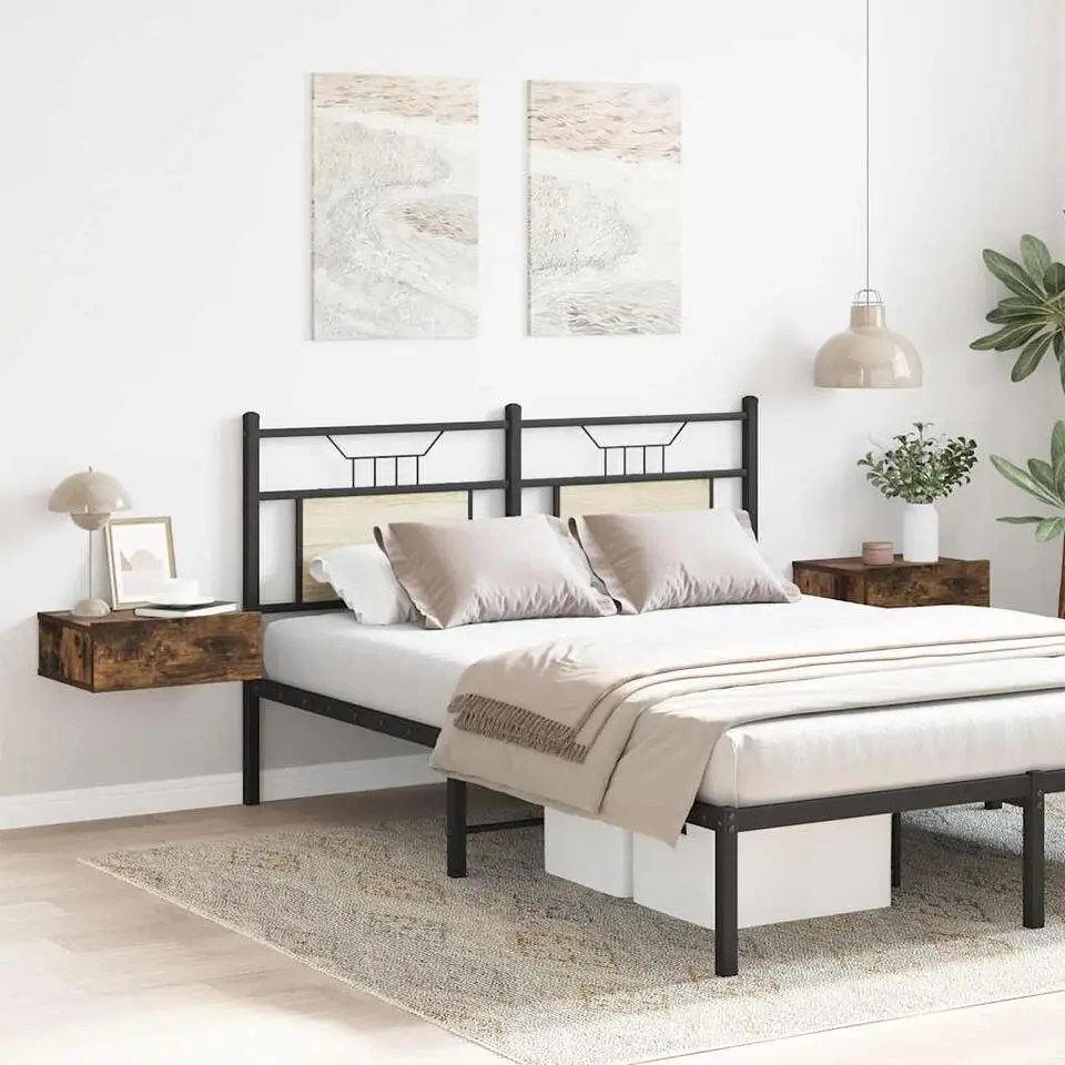 vidaXL - Zwevend Nachtkastje - Bruin - Bewerkt hout - 2 stuks