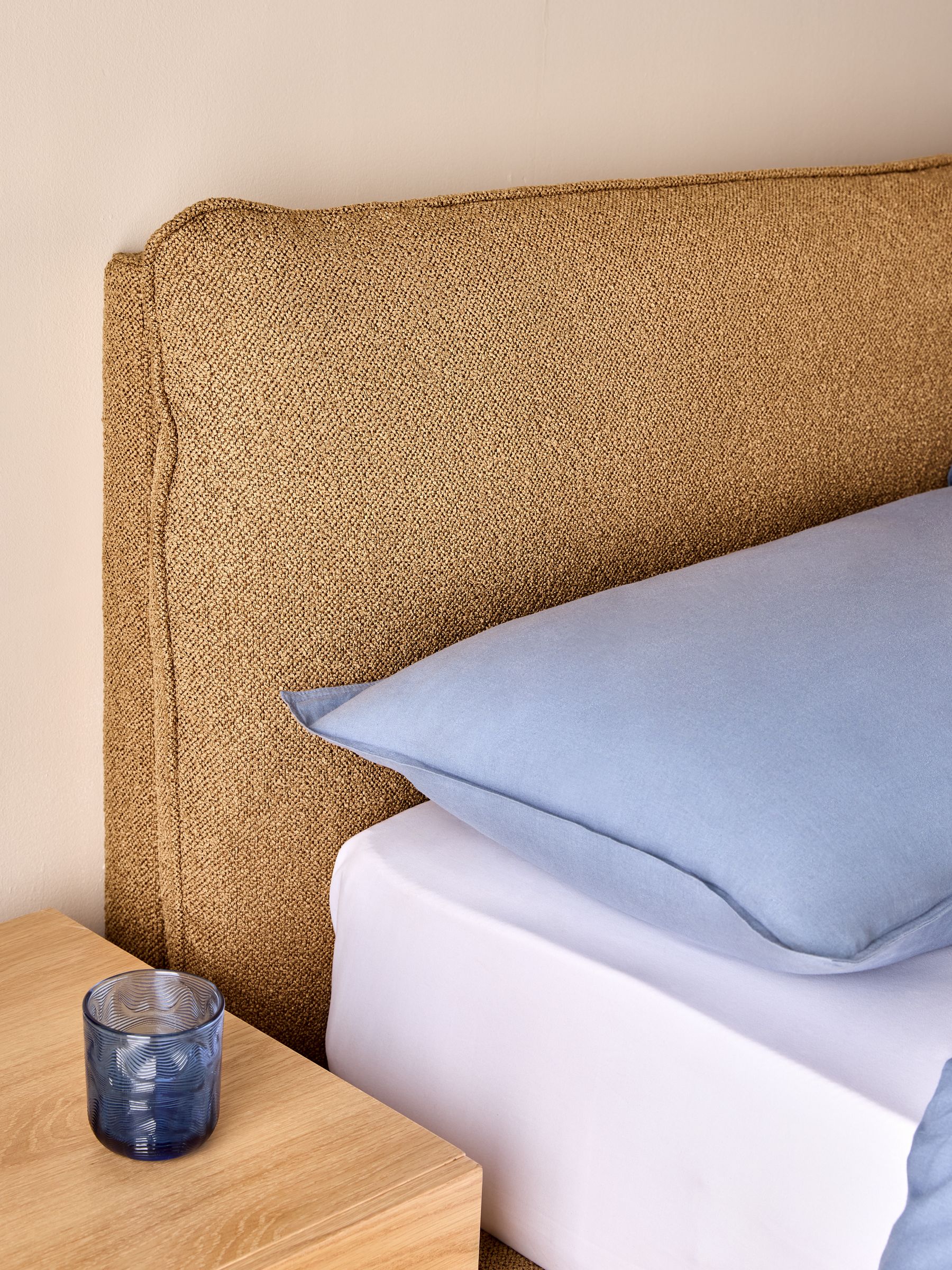 Harlow Bed in Soft Touch Boucle Caramel