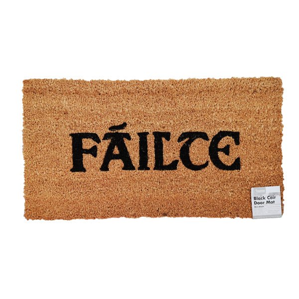 Black Coir Door Mat Failte 35x65cm