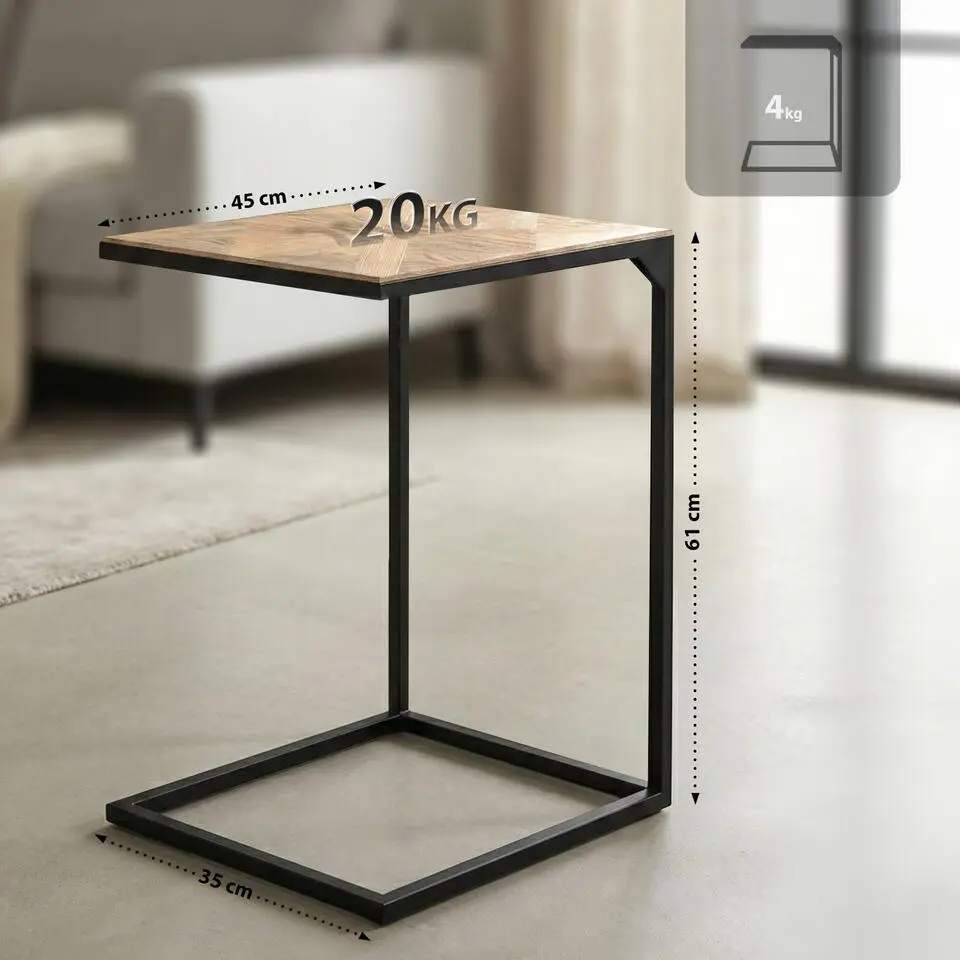 CLP Bijzettafel Velaro zwart Frame - Hout - natura