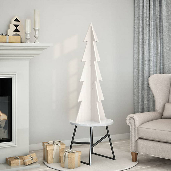 Arbre de Noël en bois pour décoration blanc 112 cm pin massif vidaXL