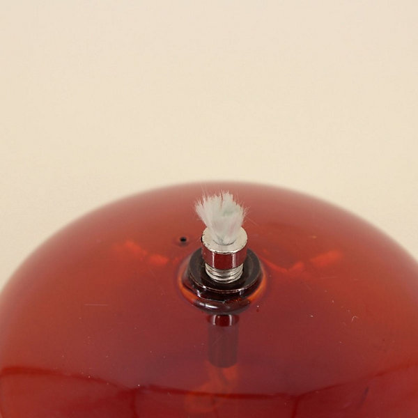Lampe à huile ronde en verre soufflé bordeaux 10cm