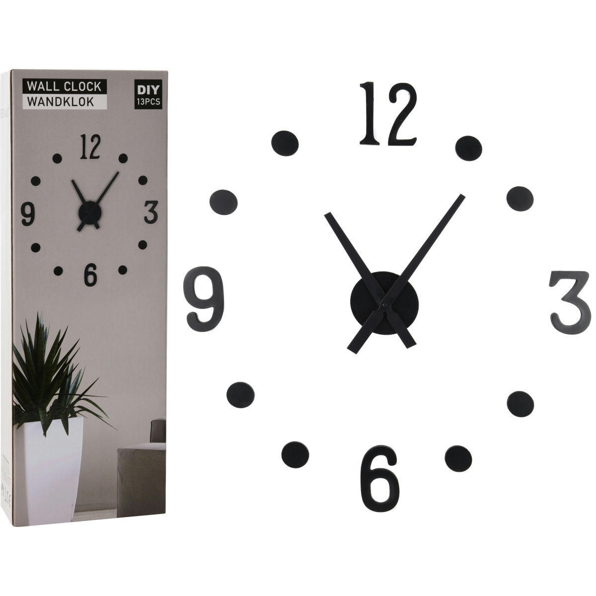 DESIGN - Horloge murale design noir taille personnalisable