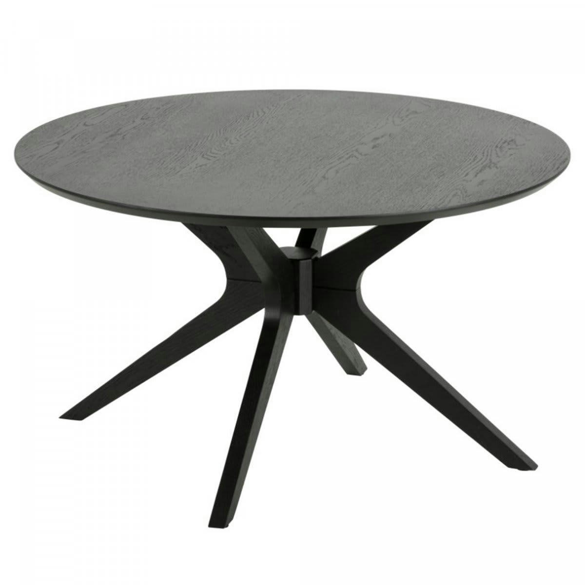 DONKA - Table basse ronde en bois de chêne 80cm noir