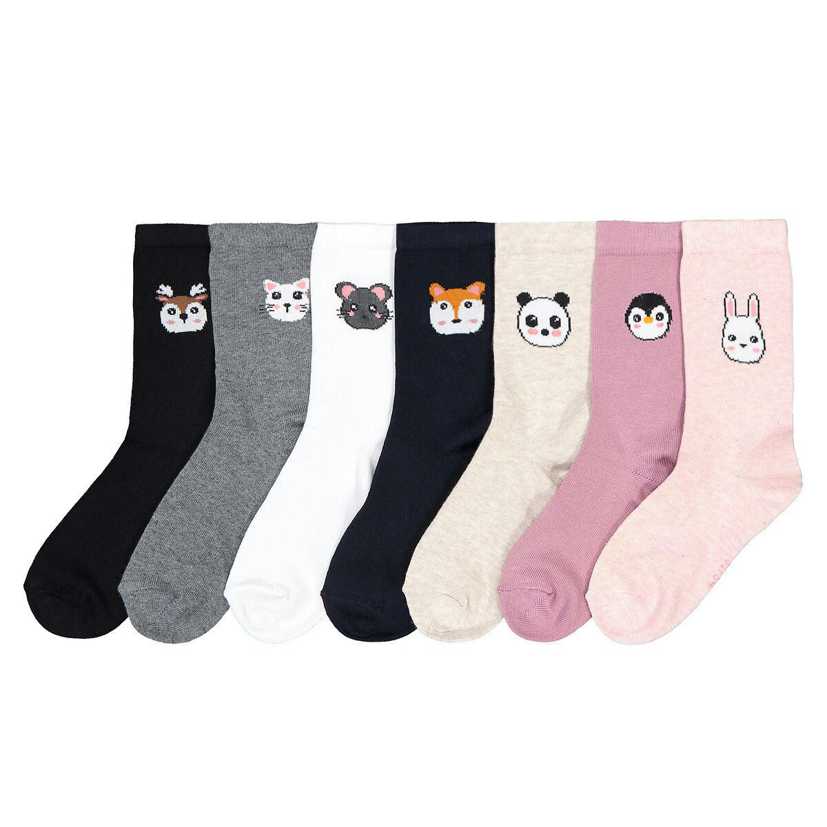 Lot de 7 paires de chaussettes motif animal kawaï