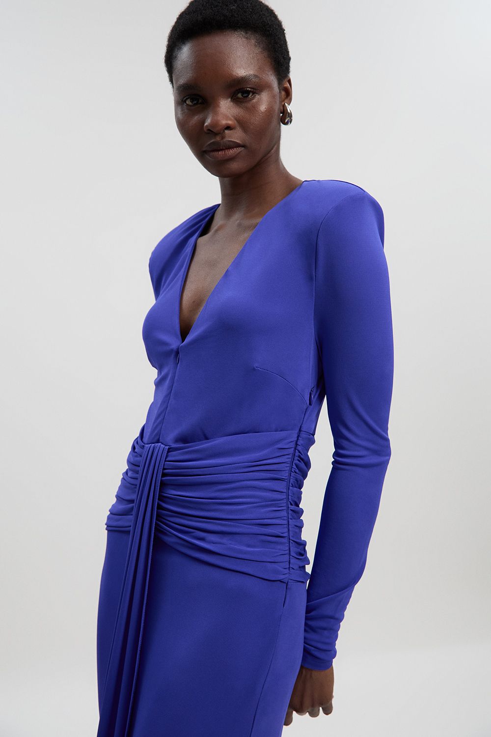 KarenMillen Petite Premium Stretch Crepe Jersey V Neck Zip Detail Maxi Dress
