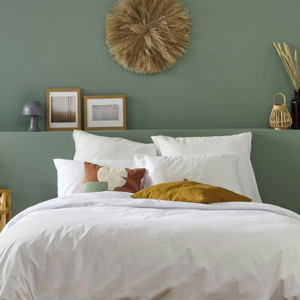 - Taie d'oreiller unie en percale de coton blanc 65x65cm