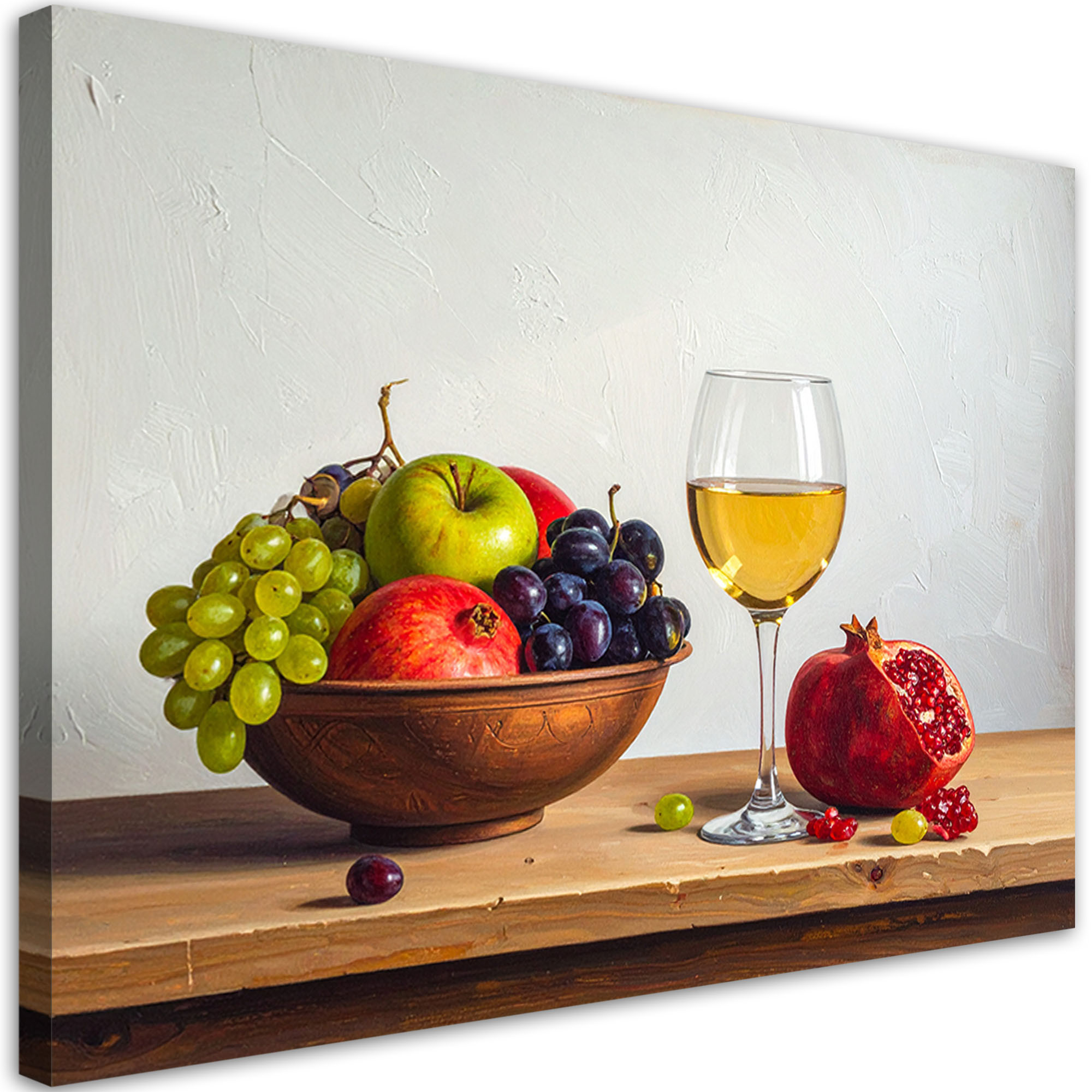 Obraz do kuchni jadalni restauracji, Martwa natura owoce i wino 30x20