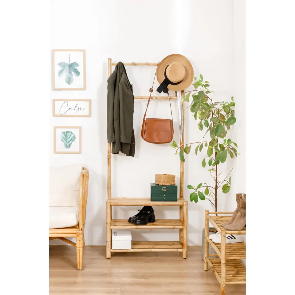 Massief houten garderobe/kledingrek