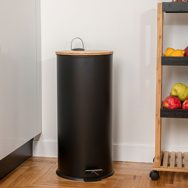 Kosz na śmieci Bamboo Essentials 30 L czarny jednokomorowy