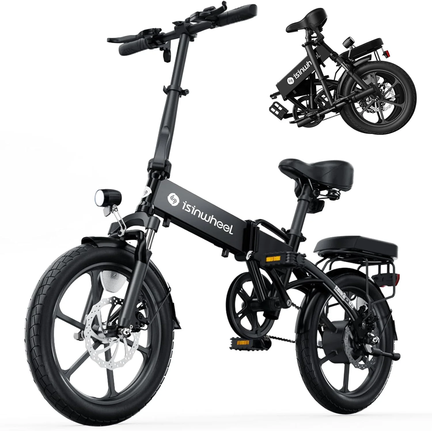 Electric Bike for Adults 500W Motor, 20 mph Folding Ebike, 14/16/20 Adults Electric Bicycles with Smart Uphill, 280.8Wh Battery, 25 Miles PAS Range, Mini E Bikes for Adults and Teens-isinwheel(White/20 Inch)