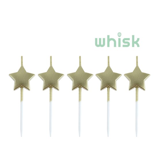 Whisk Gold Star Candles 5 Pack
