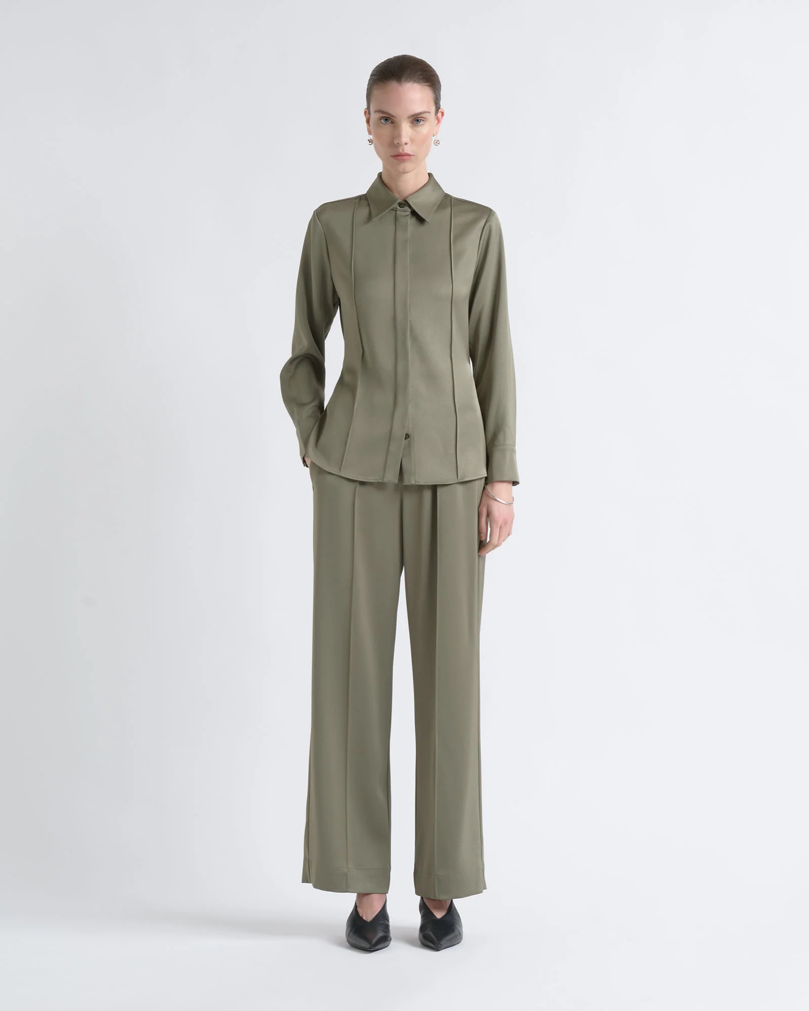 Satin Pin Tuck Shirt