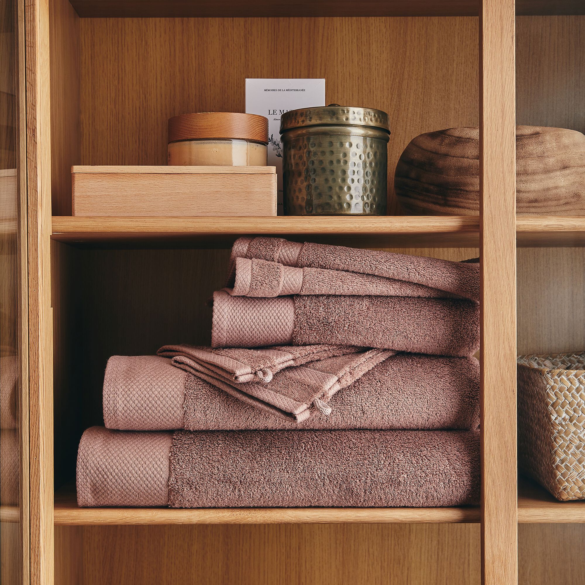 AZUR - Drap de douche en coton peigné - brun rhassoul 70x140cm