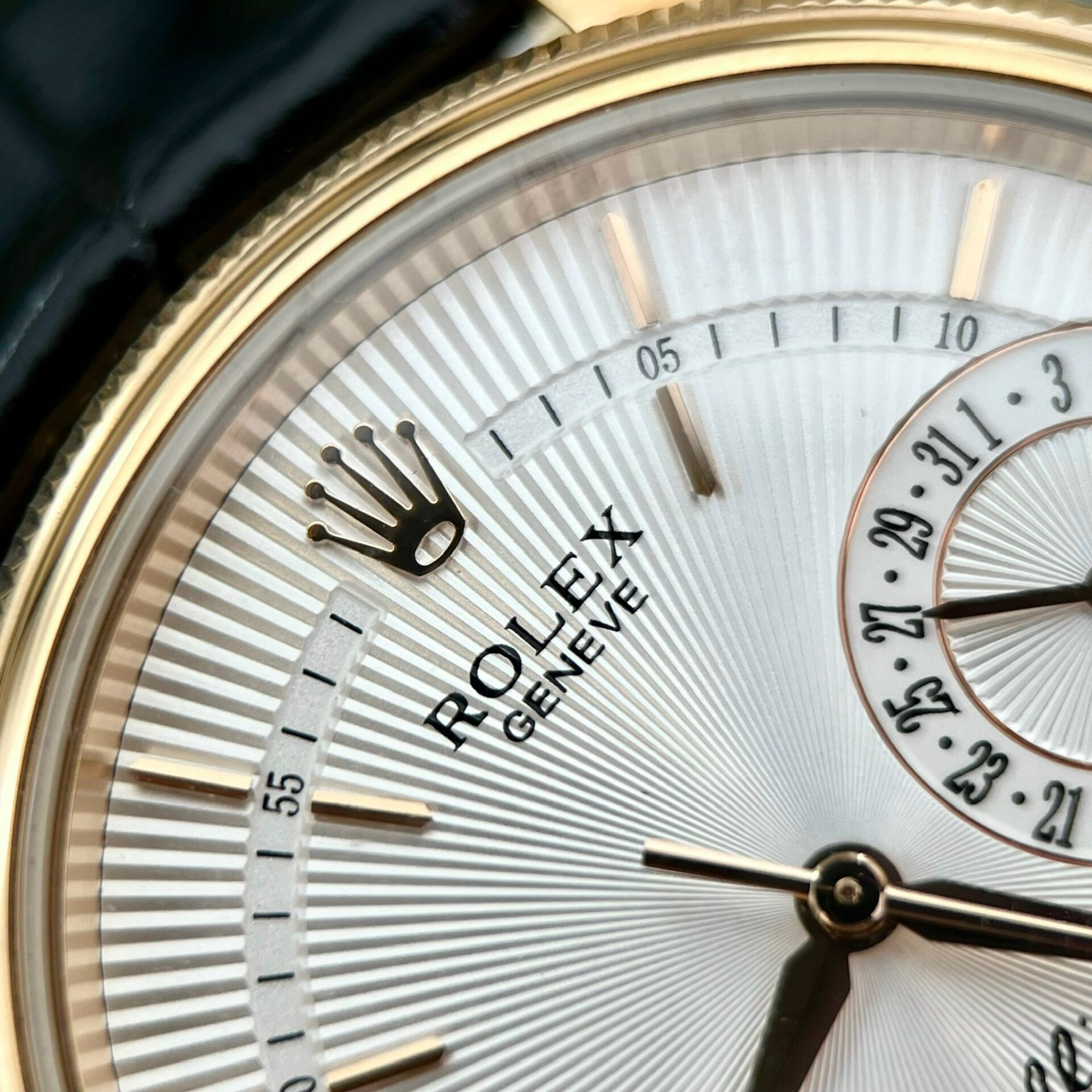 Rolex Cellini 50515 RG Plated White Dial 39mm Leather Super Clone