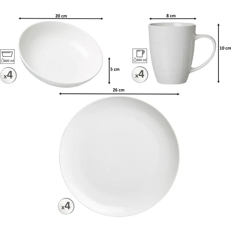 Geschirrset 12-teilig Suomi