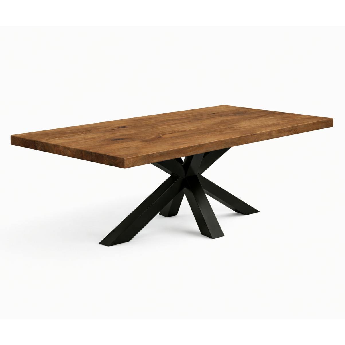 Table extensible bois brun bords droits pied noir 220 cm PALERME