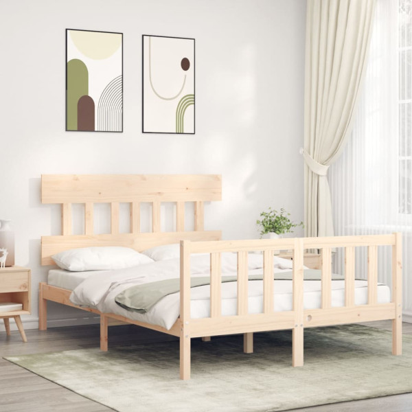 Rama łóżka bez materaca 140x200 cm lite drewno sosnowe