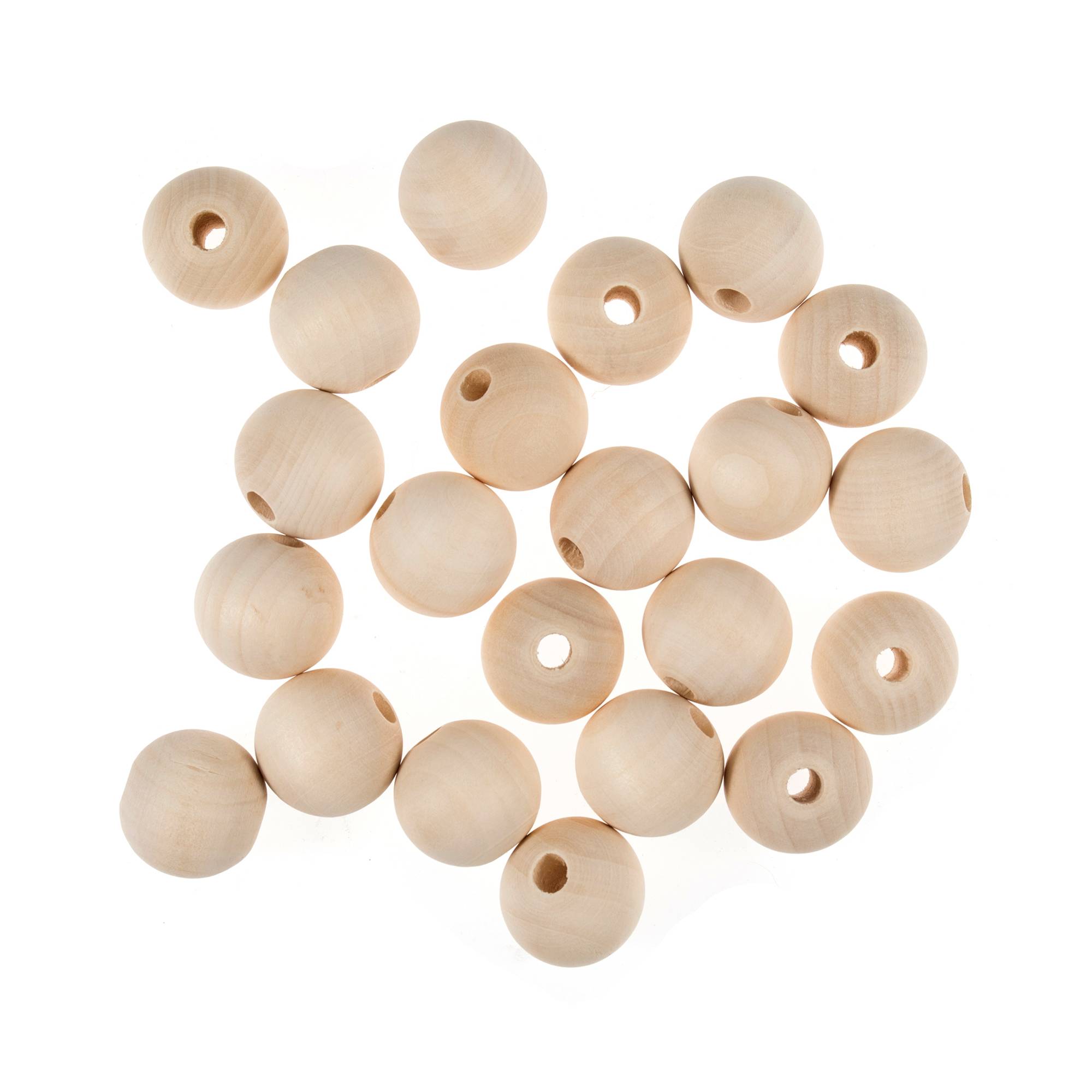 Trimits Round Wooden Craft Beads 25mm 50 Pack